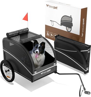 Фартоваж для собак на велосипед – складаний, до 40 кг, з відбивачами, водовідштовхувальний, сумісний з електровелосипедами, чорний