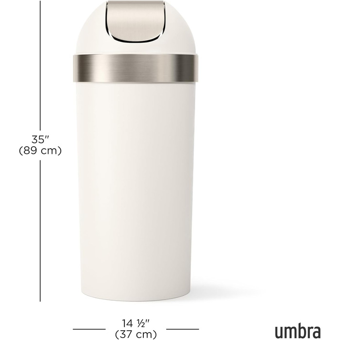 Сміттєве відро Umbra Venti Swing-Top 16.5 гал. (62 л) – велике, 89 см, сіре (сучасний дизайн)