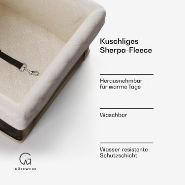 Автокрісло для собак Gütewerk: міцне, для середніх та маленьких собак, з безпечною шлейкою