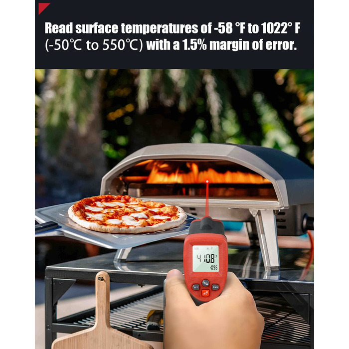 Інфрачервоний термометр Wintact з лазерним цільовим покажчиком, безконтактний, -50℃ to 550℃, для кухні, піци, м'яса, промисловості (WT550)
