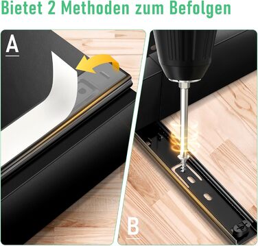 Telescopic Drawer, Adjustable Width 32-52cm, High-Quality Carbon Steel Drawer Organizer Kitchen, Pull Out Cabinet Drawer Organizer, Kitchen Cabinet Drawer Organizer Pull Out (Black)