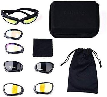 Polarized Driving Riding Lens Sunglasses with 4 Lenses for Motorcycle Bicycle Outdoor Activity Sport Hunting Military