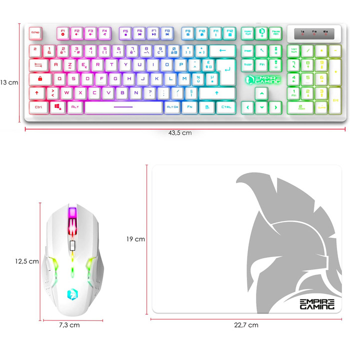 Empire Gaming Armor RF800: Бездротовий комплект клавіатури та миші для геймінгу RGB, AZERTY (Французька розкладка)