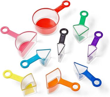 Learning Resources Rainbow Fraction Measuring Cups Set of 9 Fraction Manipulatives, Kids Measuring Cups, Baking Supplies for Kids, for Kids' Kitchen, School Supplies