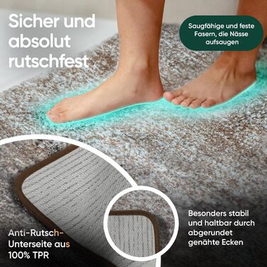 Килимок для ванної кімнати 50x80 см, антиковзаючий - килимок для ванної кімнати, великий, пральний | Високоякісні килимки для ванної кімнати, килими, підлоги для ванної кімнати, килимки для душу для ванної кімнати, душу та інше | чорний (50 x 80 см, Бежев