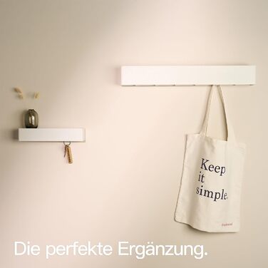 Ключниця настінна Designfabrik Hamburg: сучасна металева підставка для ключів з полицею, біла. Організатор для передпокою та коридору