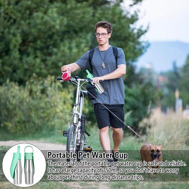 Вода для собак Taozoey 750мл: пляшка-поїльник з мискою, антибактеріальна, витокозахисна, для подорожей та прогулянок