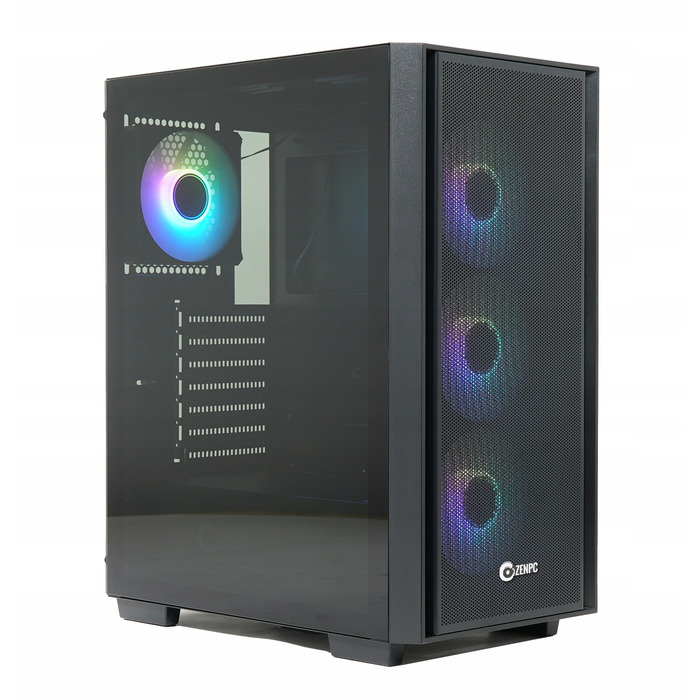 Корпус ZENPC Flow TG Black ARGB Midi Tower, чорний