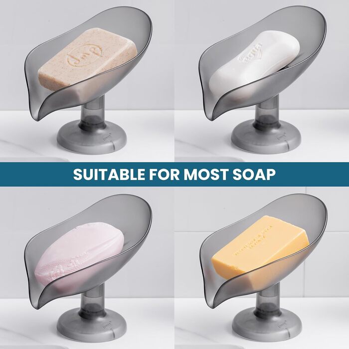 Набір мильниць з піддоном TAILI, 2 шт., сірий колір, витримують до 5 кг, без свердління, для ванної кімнати та кухні