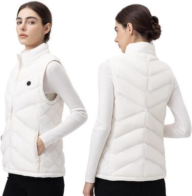 Електрична гріюча жилетка для жінок з акумулятором, легка, з USB-підключенням та кишенями, тепла, Slim Fit, для риболовлі, активного відпочинку, полювання, білого кольору, розмір M