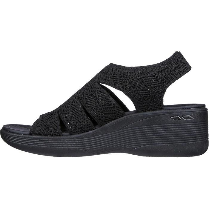 Босоніжки жіночі Skechers Pier-lite Memory Maker на танкетці, чорні (37 EU, широка ширина)