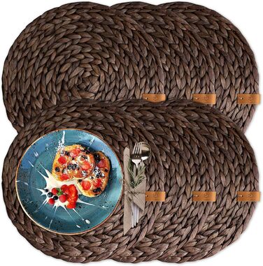 Oslo Table Setting Set Round Water Hyacinth Natural - (6, 38cm brown)