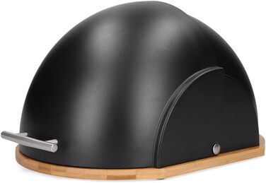 HOMLA Металева хлібниця з кришкою, 37 x 26 x 22 см, чорний Darvin