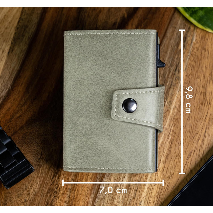 Чоловічий гаманець Slimfin® Maxi з відділом для монет - картхолдер - RFID захистом, пісочно-зелений
