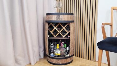 Weeco Freestanding Bar with LED Lighting and Wine Holder. Wine Rack - Wooden Barrel Home Bar 80cm. Rustic Decorative Bar Cabinet Wine Rack – Barrel. Barrel Beer, Wine Bottle Stand - Bar Whiskey Gift (Dark Brown)