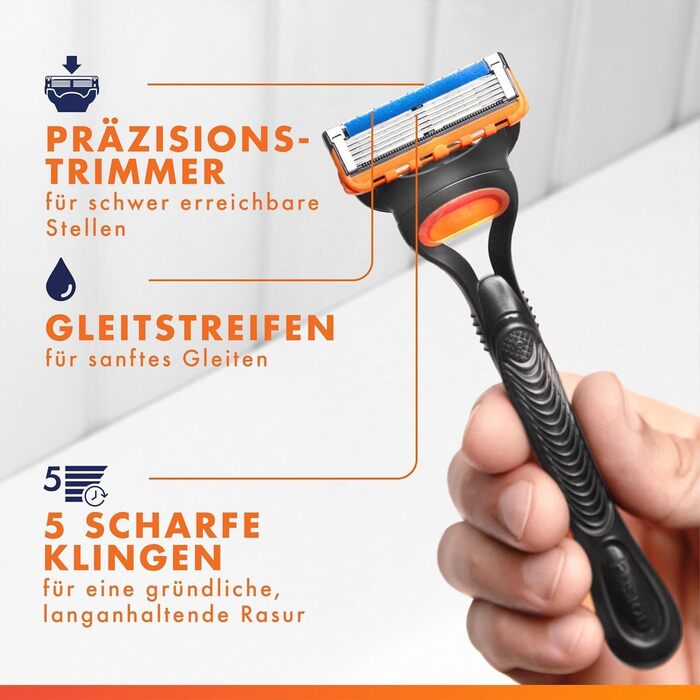 Чоловіча бритва Gillette Fusion5, металева, чорна (1 станок + 3 змінні касети)