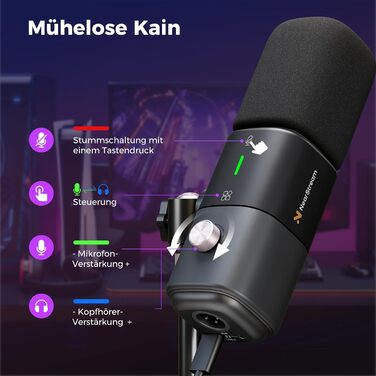 Динамічний мікрофон NearStream USB/XLR для PC Gaming, Streaming, Podcast. З регулюванням гучності, LED кнопкою Mute та кріпленням. Сумісний з MAC, PS4, PS5, Mixer (AM10X)