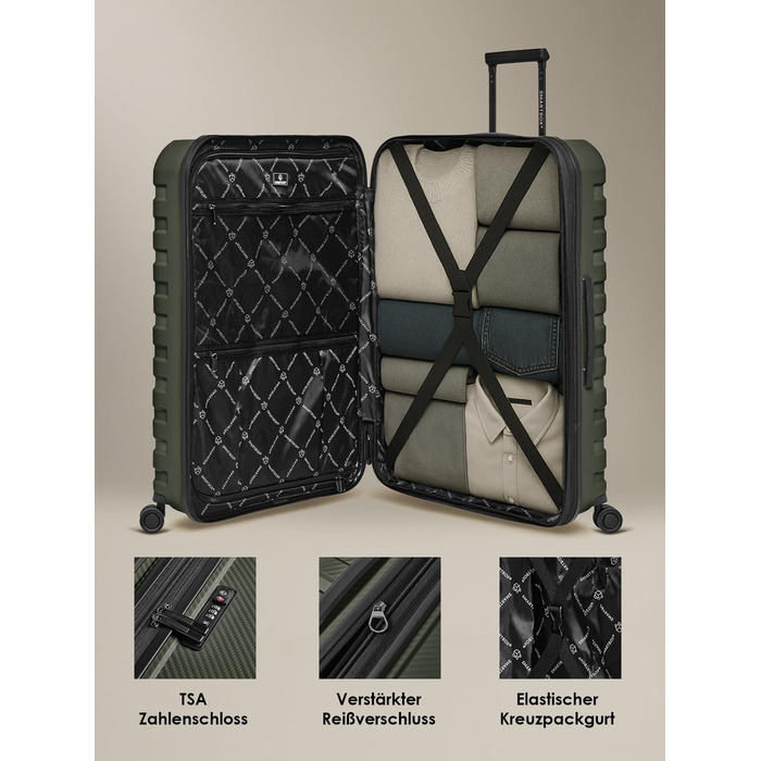 Чемодан тріумф SMARTBOX Olive L (76 см), розширюваний, 111-120 л, поліпропілен, 4 колеса, TSA-замок, 4.2 кг