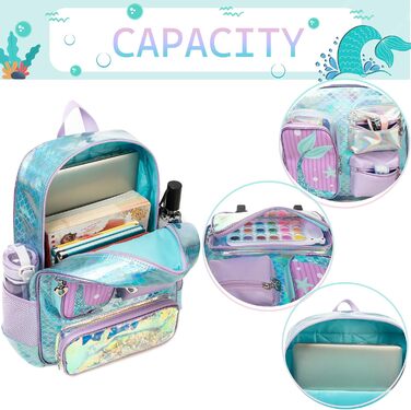 Шкільний рюкзак для дівчинки HTgroce 3 клас. Шкільна сумка-рюкзак для дівчаток, колір: блакитний, з морем.