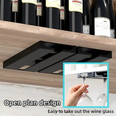 Кріплення для келихів на шийку, 2 шт., чорний колір. Підвісні тримачі для келихів без свердління, для бару, кухні, шафи.