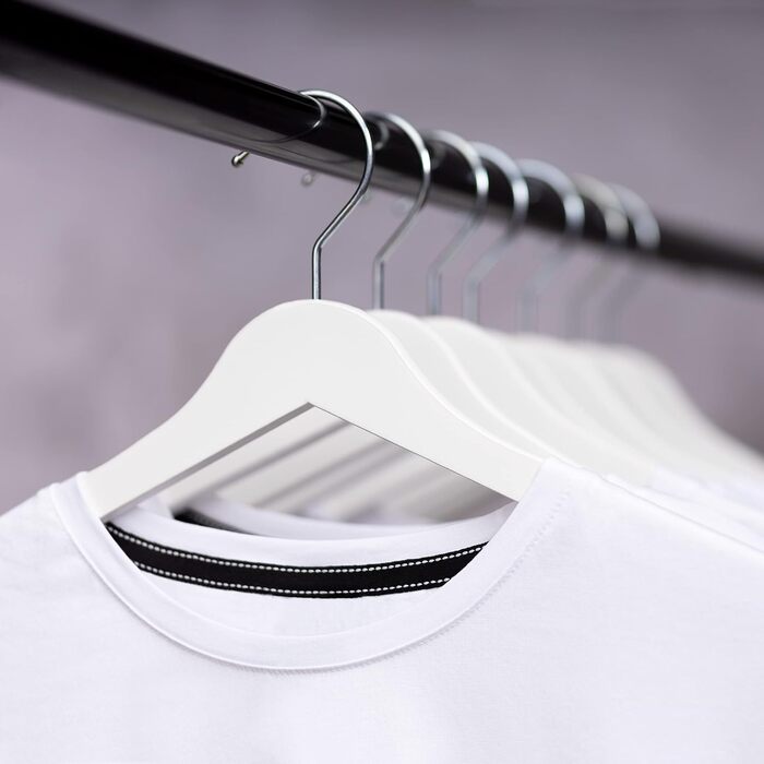 Вішалки для одягу OGIVO, 20 шт., дерев'яні, білі, з обертовим гачком та вирізами на плечах