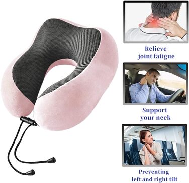 Подушка для шиї Poligono для подорожей: компактна, легка, з memory foam, рожева