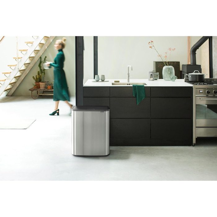 Відро для сміття Brabantia біле, 60 літрів, нержавіюча сталь з покриттям проти відбитків пальців