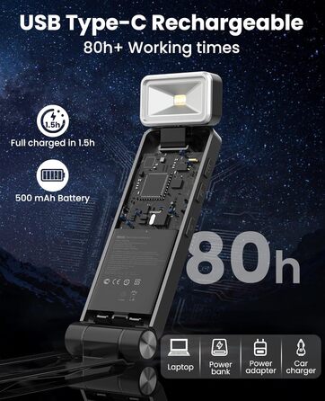 LED кріпильна лампа для читання Tyreses, акумуляторна, USB, 3 кольори, регулювання яскравості, для книг, дітей, зеленого/сірого кольору