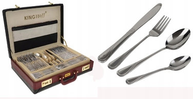 Набір столових приборів Kinghoff на 72 предмети для 12 осіб, метал, глянцевий