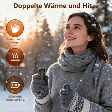 Електричні грілки для рук EXTSUD 2 шт. 5000mAh з USB-живленням, 3 режими нагріву, Powerbank для відпочинку на природі, гольфу, зимових подарунків