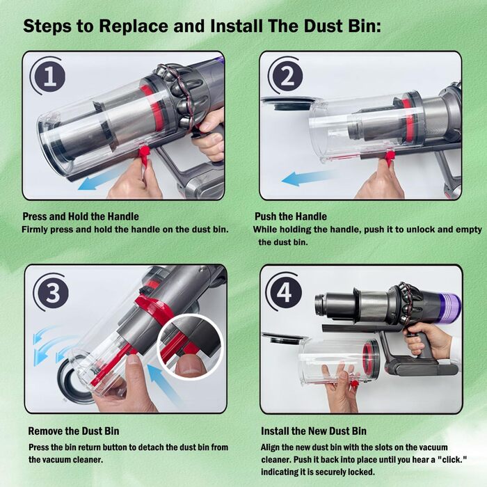Контейнер для пилу Dyson V11 V15: замінна частина з 2 фільтрами та щіткою для очищення. Прозорий збірник пилу для Dyson SV14 SV15 SV22
