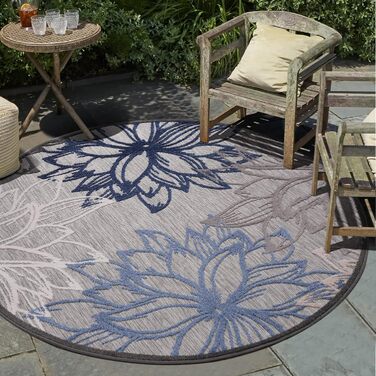 Килимок Impression Outdoor - вологостійкий, для балкона, тераси, саду, дому (120 см, сіро-блакитний)