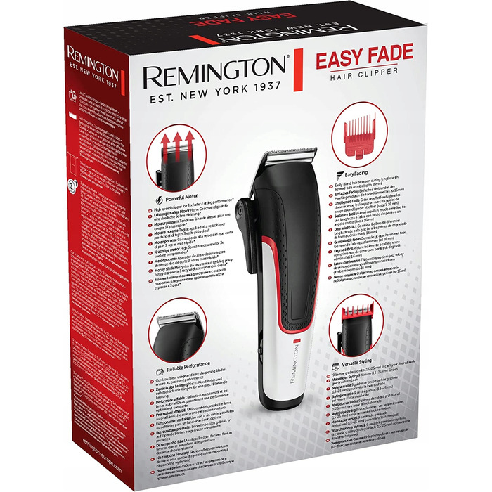 Машинка для стрижки волосся Remington Easy Fade HC500, набір із 19 насадок