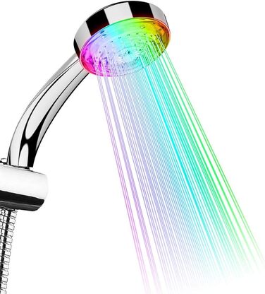 LED Shower Head with Color Changing, High-Pressure Shower Head with Automatically Changing 7 Colors, No Battery Required, Handheld Showerheads for Bathroom, Chrome