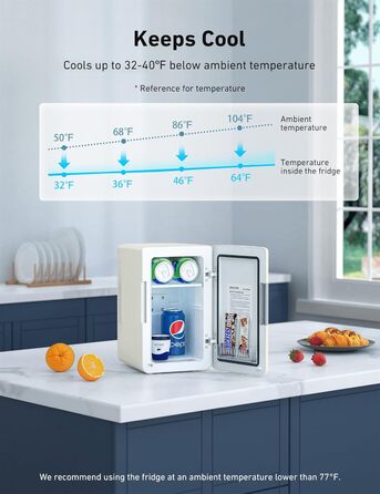 AstroAI Mini Fridge 6 Liter / 8 Cans | Cooler & Warmer | AC/DC | Compact Refrigerator for Bedroom, Car, Drinks, Beauty, Skincare, Travel (Beige)