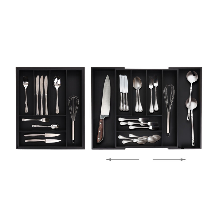 Relaxdays Extendable Bamboo Cutlery Box