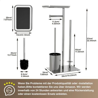 Тримач туалетного паперу настільний срібного кольору з щіткою - комплектуючий аксесуар для ванної кімнати