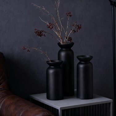 Керамічні вази 3 шт., Сучасний мінімалізм, Декор для дому, Вази для пампасной трави, Вітальня (12 Чорний)
