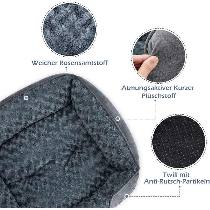 JOEJOY Dog Bed, Medium-Sized Dogs, Dog Basket Fluffy Washable, Non-Slip Anti-Anxiety Dog Beds, Dog Baskets for Medium and Large Dogs and Cats, 76x61x23cm