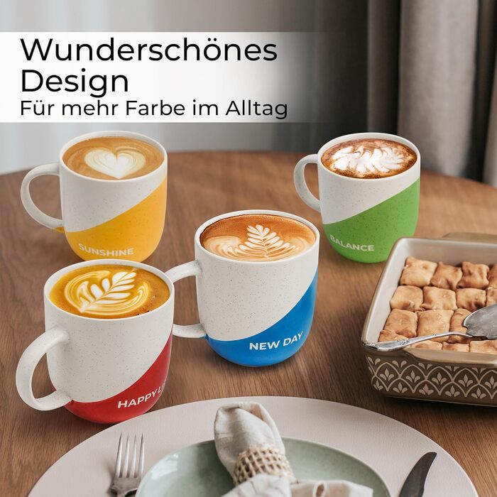 Набір кавових чашок Miamio 4 шт. по 300 мл з приколами. Подарунок для мами, тата, друзів, сім'ї. Безпечно для мікрохвильовки та посудомийної машини (Дизайн A)