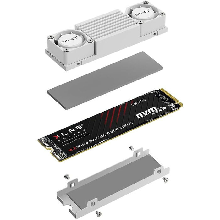 SSD PNY M.2 NVMe 2TB CS3150 з білим радіатором – швидкість читання до 10300 МБ/с