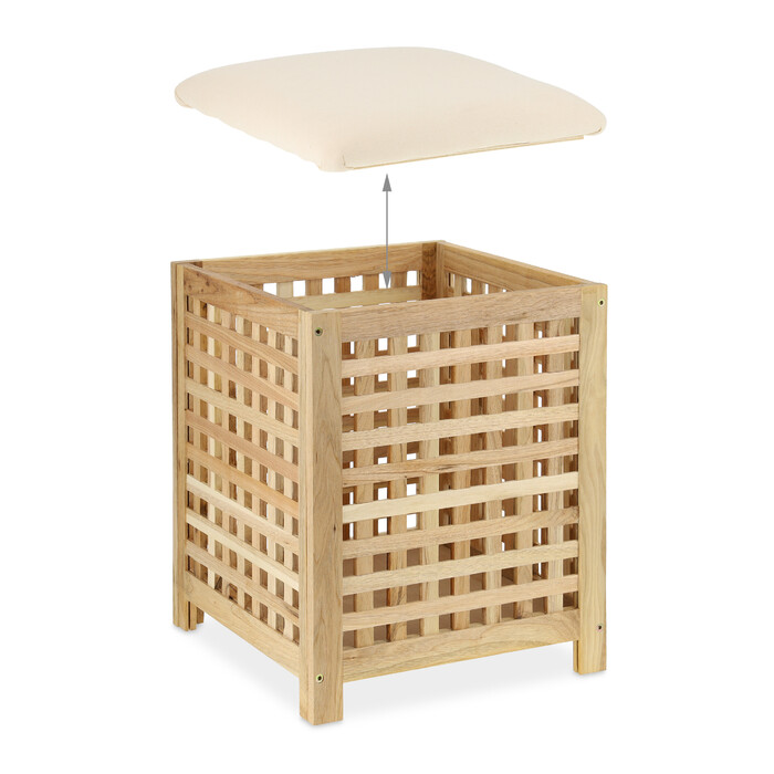 Relaxdays Laundry Basket with Seat Walnut