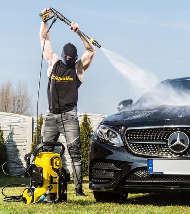 Мийка високого тиску Riwall KOX250M L7 250barEW + піноутворювач + щітка для тротуарної плитки
