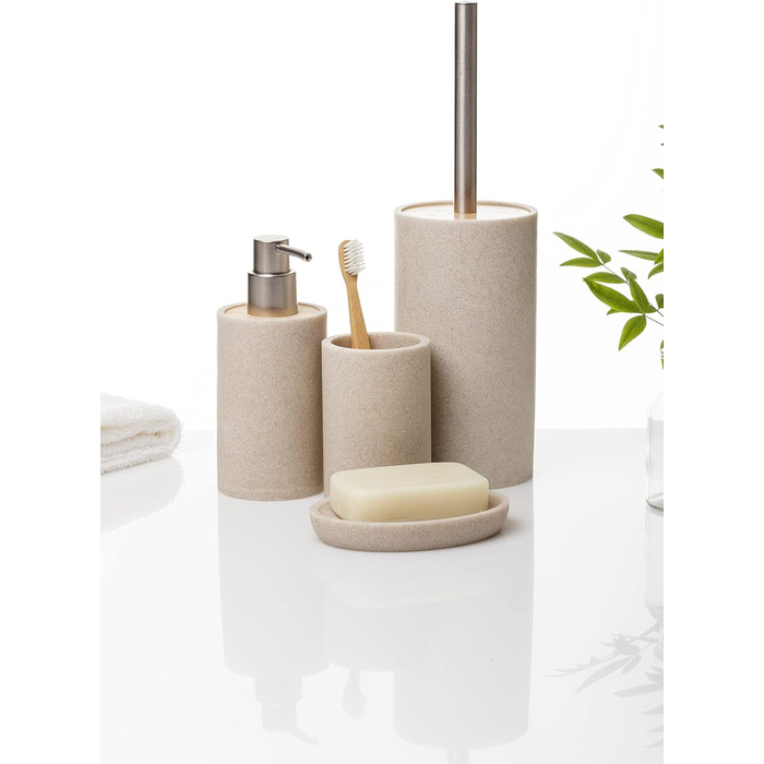 Дозатор для мила у ванну Bora, полірезин, без BPA, бежевий, 13 x 9 x 1,9 см