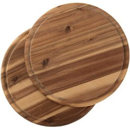 SIDCO Meat Platter Acacia 2 x Wooden Platters Snack Platter Breadtime Board Cutting Board Ø 30 cm