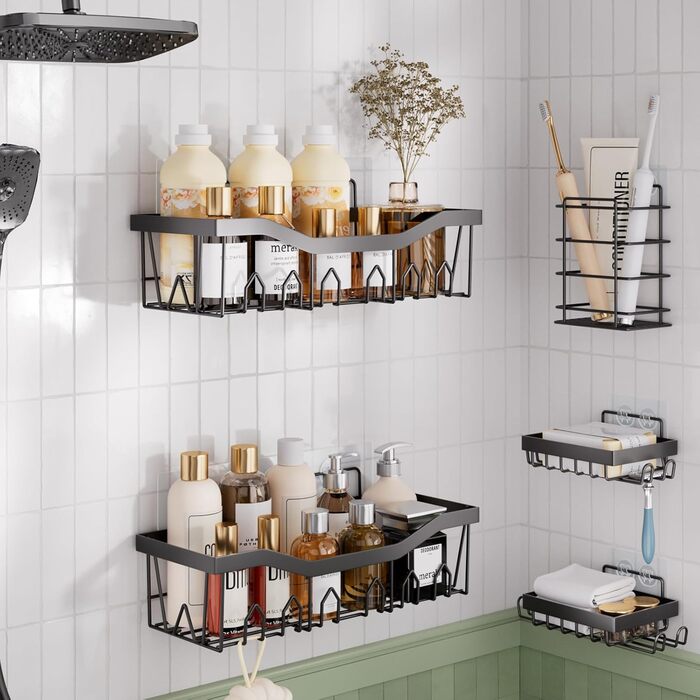 Набір аксесуарів для ванної кімнати – 10 предметів, зелений колір, WC-щітка, смітник, душова завіса, органайзер для душу