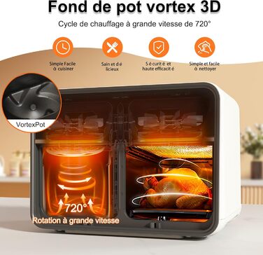 Фритюрниця повітряна Runnatal Dual Zone 8L з подвійними камерами, 2100W, 14 функцій, з антипригарним покриттям