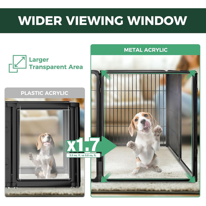 Клітка для собак Pawadise FXW з акрилу та металевої сітки, 61 см, 8 панелей, біла, для цуценят та маленьких собак, патентована модель