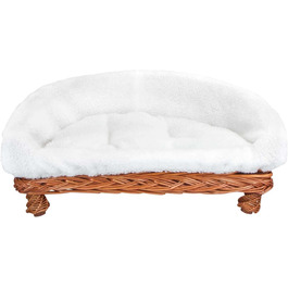 Софа-гніздо для собак та котів Schecker Weidenkorbsofa, 60 см. Знімний чохол, ротанг.
