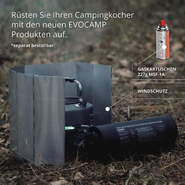 Складний газовий кемпінговий пальник з 4 картриджами MSF-1a 227г, п'єзозапалюванням, тепловідбивачем і чохлом для перенесення